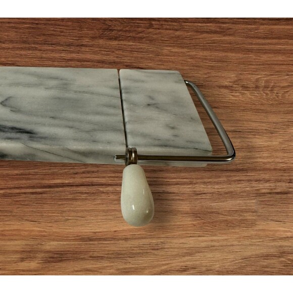 Vintage White Marble Cheese Board With Wire Slicer 5”x 8” Charcuterie - Picture 6 of 11